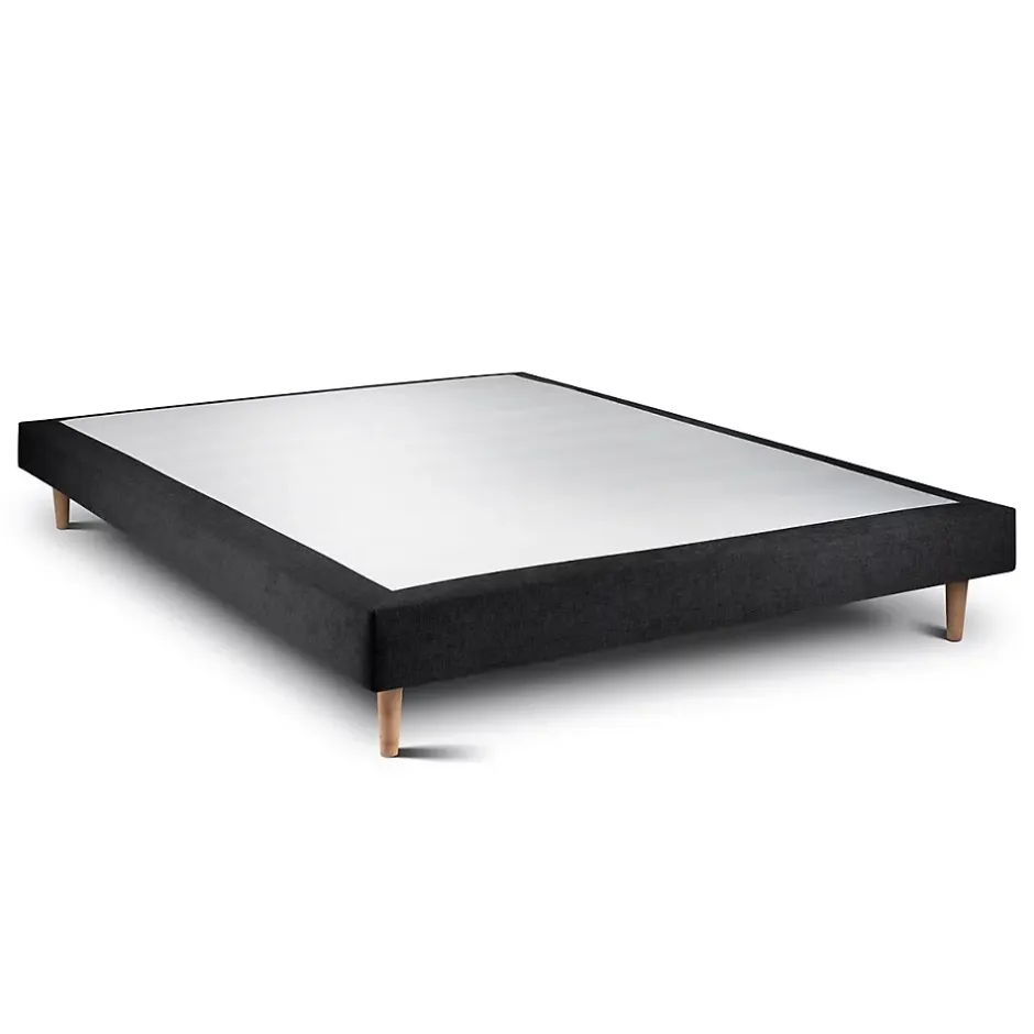 Sommeil De Plomb Lit avec tête de lit lignes tissu et sommier tapissier - Lit en bois massif Outlet