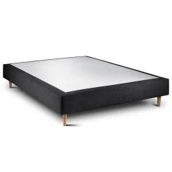Sommeil De Plomb Lit avec tête de lit lignes tissu et sommier tapissier - Lit en bois massif