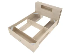 Vente-unique Lit avec tête de lit rangements et tiroirs - 160 x 200 cm - Coloris : Naturel + Sommier - LEANDRE Clearance
