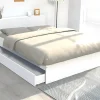 Vente-unique Lit avec tête de lit rangements et tiroirs 140 x 190 cm - Blanc - EUGENE New