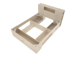 Vente-unique Lit avec tête de lit rangements et tiroirs - 160 x 200 cm - Coloris : Naturel - LEANDRE Hot