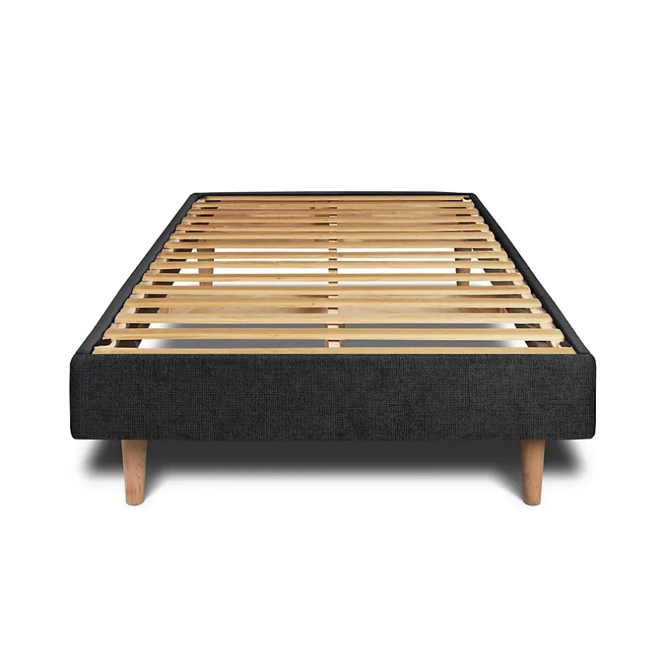 Sommeil De Plomb Lit avec tête de lit tapissier tissu et sommier kit - Lit en bois massif Clearance