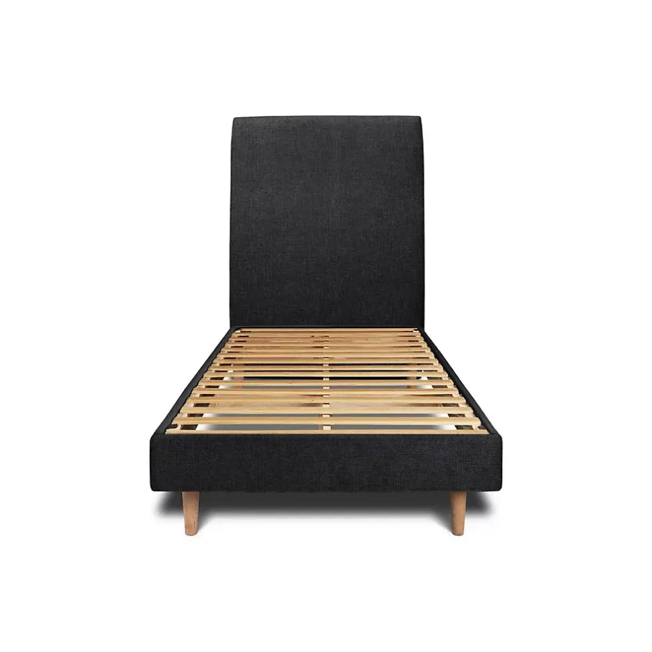 Sommeil De Plomb Lit avec tête de lit tapissier tissu et sommier kit - Lit en bois massif Clearance