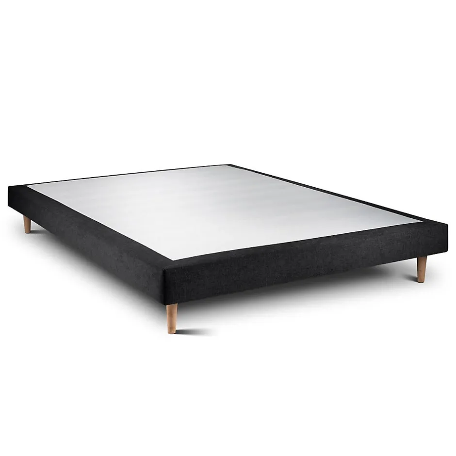 Sommeil De Plomb Lit avec tête de lit tapissier tissu et sommier tapissier - Lit en bois massif