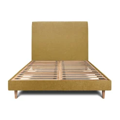 Sommeil De Plomb Lit avec tête de lit tapissier tissu et sommier kit - Lit en bois massif