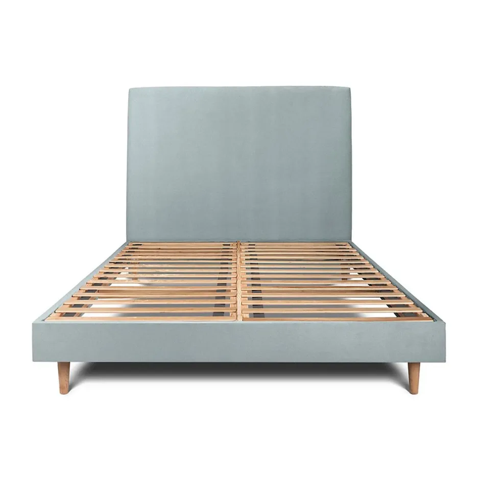 Sommeil De Plomb Lit avec tête de lit tapissier velours et sommier kit - Lit en bois massif Sale