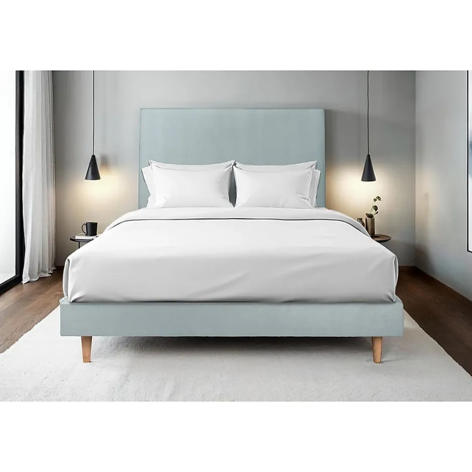 Sommeil De Plomb Lit avec tête de lit tapissier velours et sommier kit - Lit en bois massif Sale