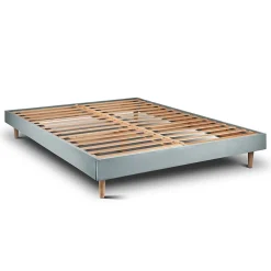 Sommeil De Plomb Lit avec tête de lit tapissier velours et sommier kit - Lit en bois massif Sale