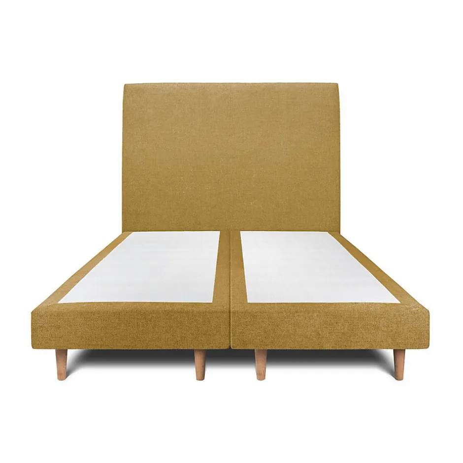 Sommeil De Plomb Lit avec tête de lit tapissier tissu et sommier tapissier - Lit en bois massif