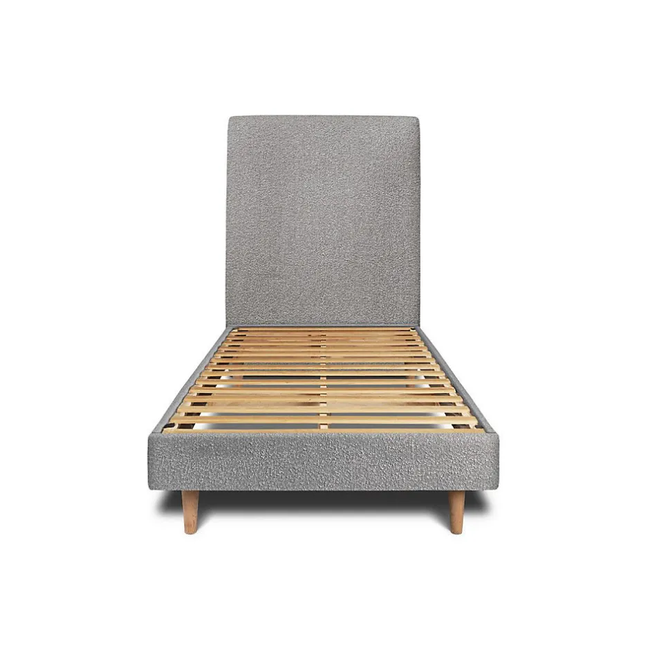 Sommeil De Plomb Lit avec tête de lit tapissier bouclette et sommier kit - Lit en bois massif