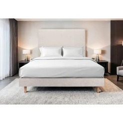 Sommeil De Plomb Lit avec tête de lit tapissier tissu et sommier tapissier - Lit en bois massif
