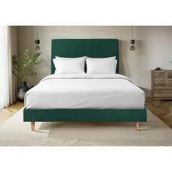 Sommeil De Plomb Lit avec tête de lit tapissier velours et sommier tapissier - Lit en bois massif Online