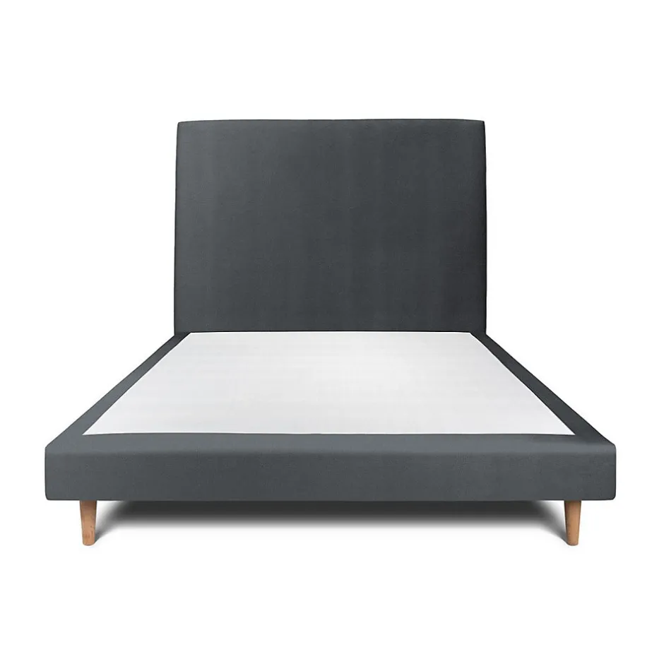 Sommeil De Plomb Lit avec tête de lit tapissier velours et sommier tapissier - Lit en bois massif