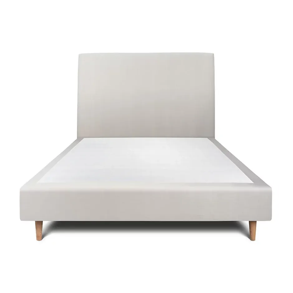 Sommeil De Plomb Lit avec tête de lit tapissier velours et sommier tapissier - Lit en bois massif