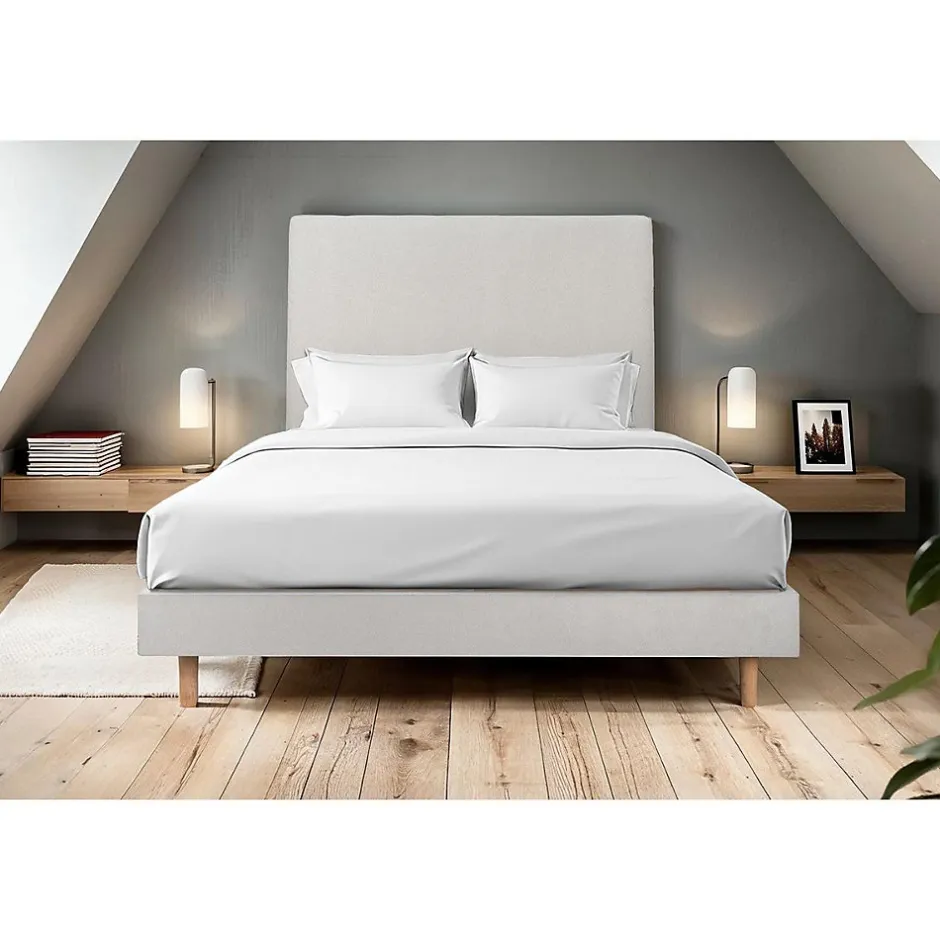 Sommeil De Plomb Lit avec tête de lit tapissier velours et sommier kit - Lit en bois massif