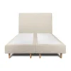 Sommeil De Plomb Lit avec tête de lit tapissier tissu et sommier tapissier - Lit en bois massif