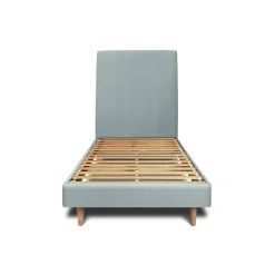 Sommeil De Plomb Lit avec tête de lit tapissier velours et sommier kit - Lit en bois massif