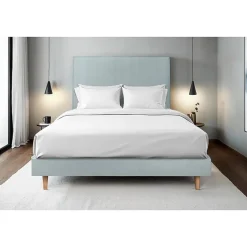 Sommeil De Plomb Lit avec tête de lit tapissier velours et sommier kit - Lit en bois massif Hot
