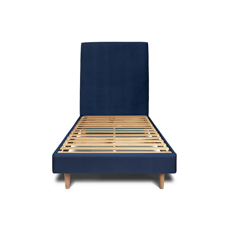 Sommeil De Plomb Lit avec tête de lit tapissier velours et sommier kit - Lit en bois massif