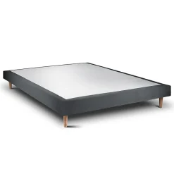 Sommeil De Plomb Lit avec tête de lit tapissier velours et sommier tapissier - Lit en bois massif