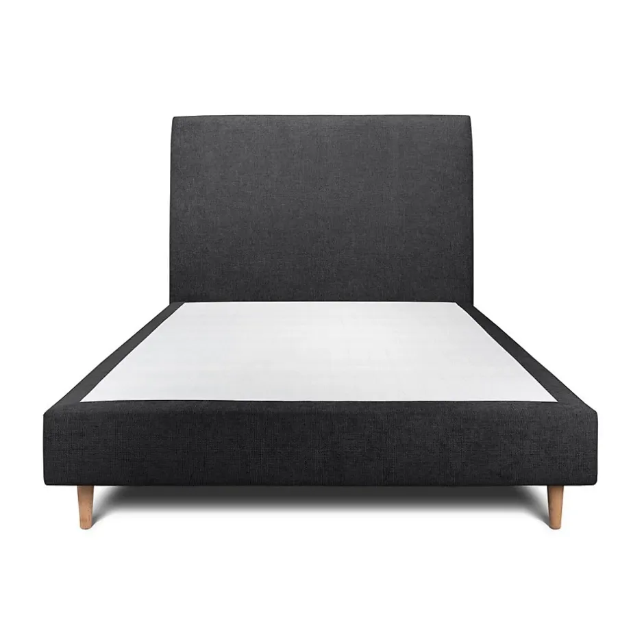 Sommeil De Plomb Lit avec tête de lit tapissier tissu et sommier tapissier - Lit en bois massif