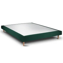 Sommeil De Plomb Lit avec tête de lit tapissier velours et sommier tapissier - Lit en bois massif