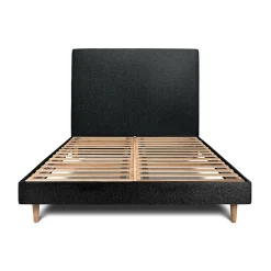 Sommeil De Plomb Lit avec tête de lit tapissier bouclette et sommier kit - Lit en bois massif