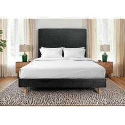 Sommeil De Plomb Lit avec tête de lit tapissier bouclette et sommier kit - Lit en bois massif