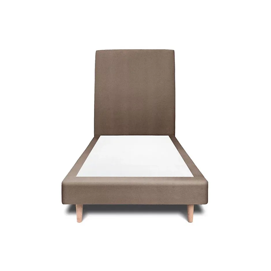Sommeil De Plomb Lit avec tête de lit tapissier velours et sommier tapissier - Lit en bois massif Sale