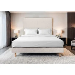 Sommeil De Plomb Lit avec tête de lit tapissier tissu et sommier tapissier - Lit en bois massif Best