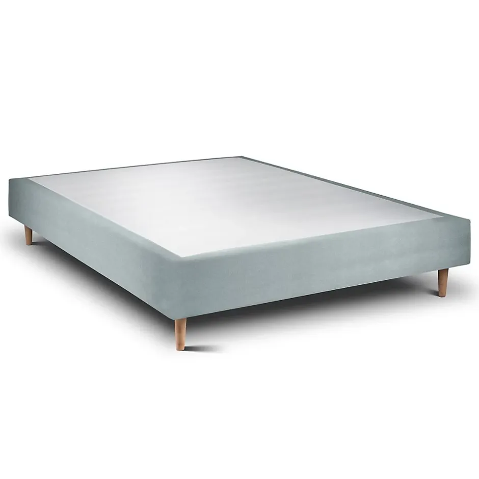 Sommeil De Plomb Lit avec tête de lit tapissier velours et sommier tapissier - Lit en bois massif Discount