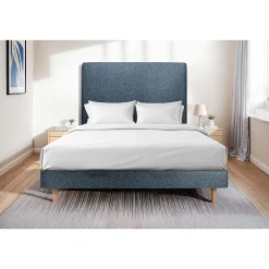 Sommeil De Plomb Lit avec tête de lit tapissier bouclette et sommier kit - Lit en bois massif