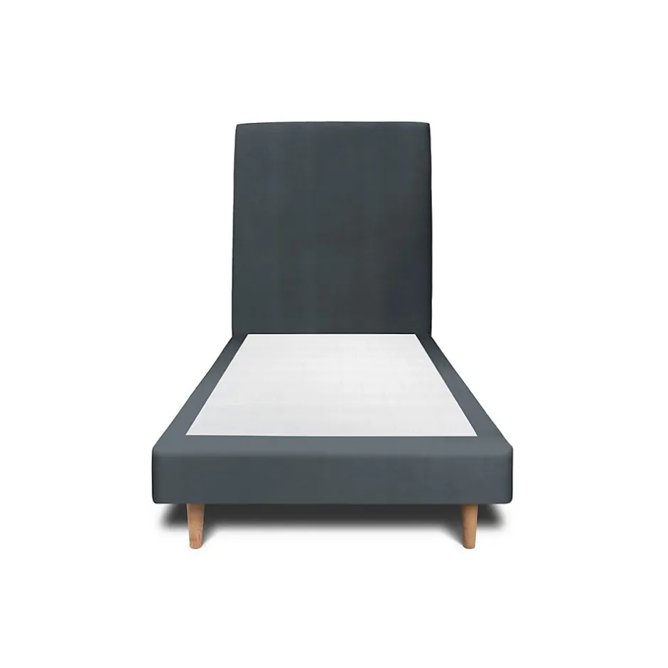 Sommeil De Plomb Lit avec tête de lit tapissier velours et sommier tapissier - Lit en bois massif Best