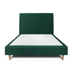 Sommeil De Plomb Lit avec tête de lit tapissier velours et sommier tapissier - Lit en bois massif
