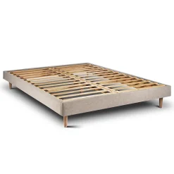 Sommeil De Plomb Lit avec tête de lit tapissier tissu et sommier kit - Lit en bois massif New