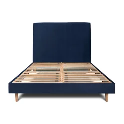 Sommeil De Plomb Lit avec tête de lit tapissier velours et sommier kit - Lit en bois massif New