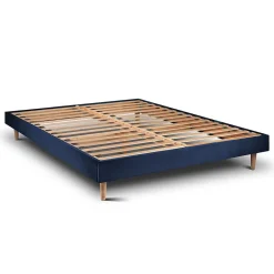Sommeil De Plomb Lit avec tête de lit tapissier velours et sommier kit - Lit en bois massif New