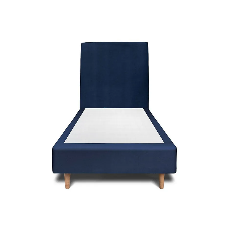 Sommeil De Plomb Lit avec tête de lit tapissier velours et sommier tapissier - Lit en bois massif