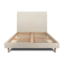Sommeil De Plomb Lit avec tête de lit tapissier tissu et sommier kit - Lit en bois massif New