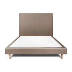 Sommeil De Plomb Lit avec tête de lit tapissier velours et sommier tapissier - Lit en bois massif Best