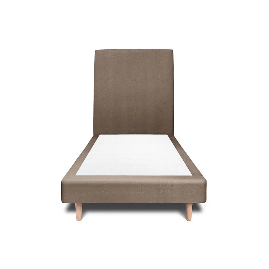 Sommeil De Plomb Lit avec tête de lit tapissier velours et sommier tapissier - Lit en bois massif