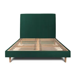 Sommeil De Plomb Lit avec tête de lit tapissier velours et sommier kit - Lit en bois massif Online