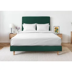 Sommeil De Plomb Lit avec tête de lit tapissier velours et sommier kit - Lit en bois massif Online