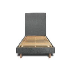 Sommeil De Plomb Lit avec tête de lit tapissier tissu et sommier kit - Lit en bois massif New