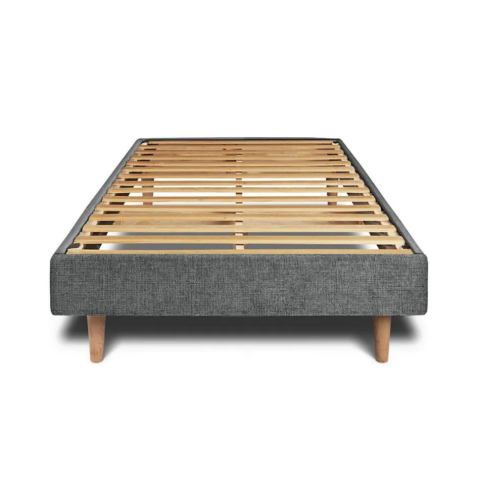 Sommeil De Plomb Lit avec tête de lit tapissier tissu et sommier kit - Lit en bois massif New
