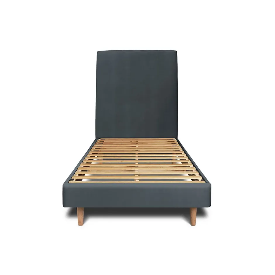 Sommeil De Plomb Lit avec tête de lit tapissier velours et sommier kit - Lit en bois massif Hot