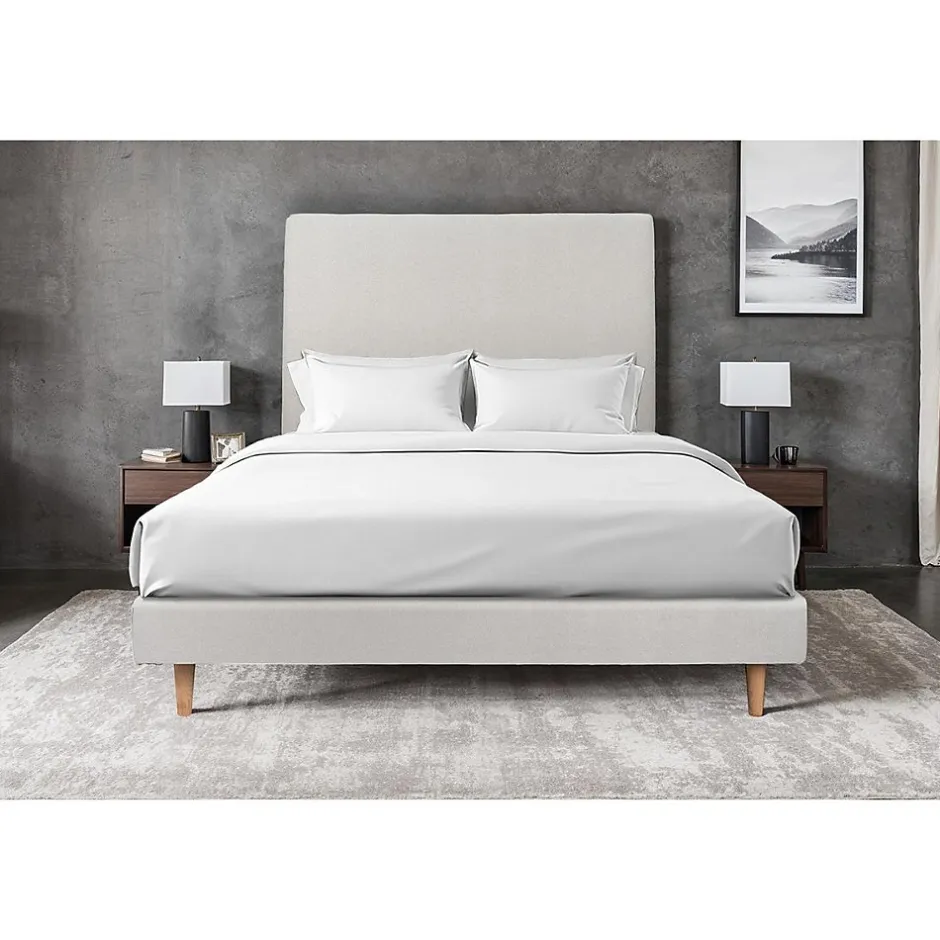 Sommeil De Plomb Lit avec tête de lit tapissier velours et sommier tapissier - Lit en bois massif