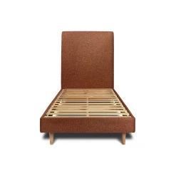 Sommeil De Plomb Lit avec tête de lit tapissier bouclette et sommier kit - Lit en bois massif