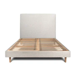 Sommeil De Plomb Lit avec tête de lit tapissier bouclette et sommier kit - Lit en bois massif