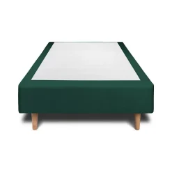 Sommeil De Plomb Lit avec tête de lit tapissier velours et sommier tapissier - Lit en bois massif